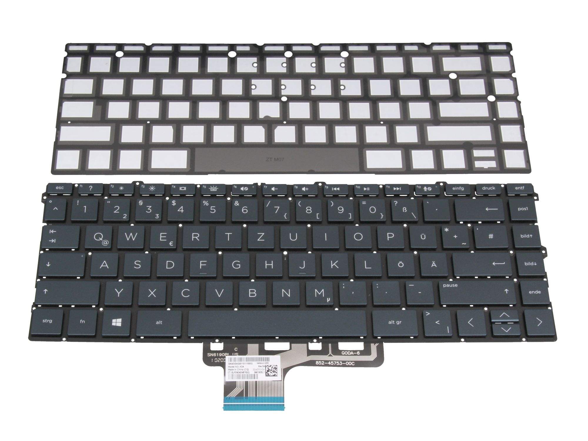 HP Tastatur DE (deutsch) schwarz mit Backlight für HP Spectre x360 13-aw0000 Serie