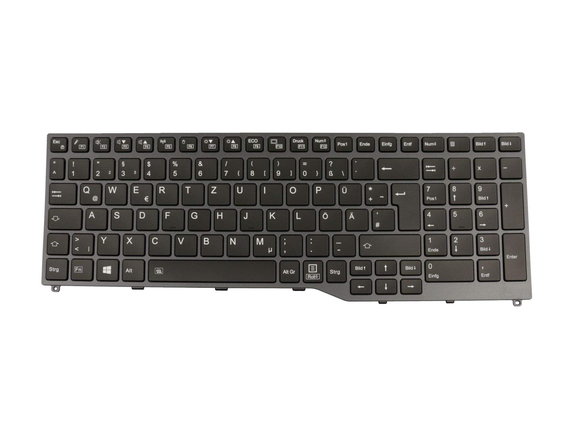 FUJITSU Tastatur DE (deutsch) schwarz/grau mit Backlight für Fujitsu LifeBook E5511
