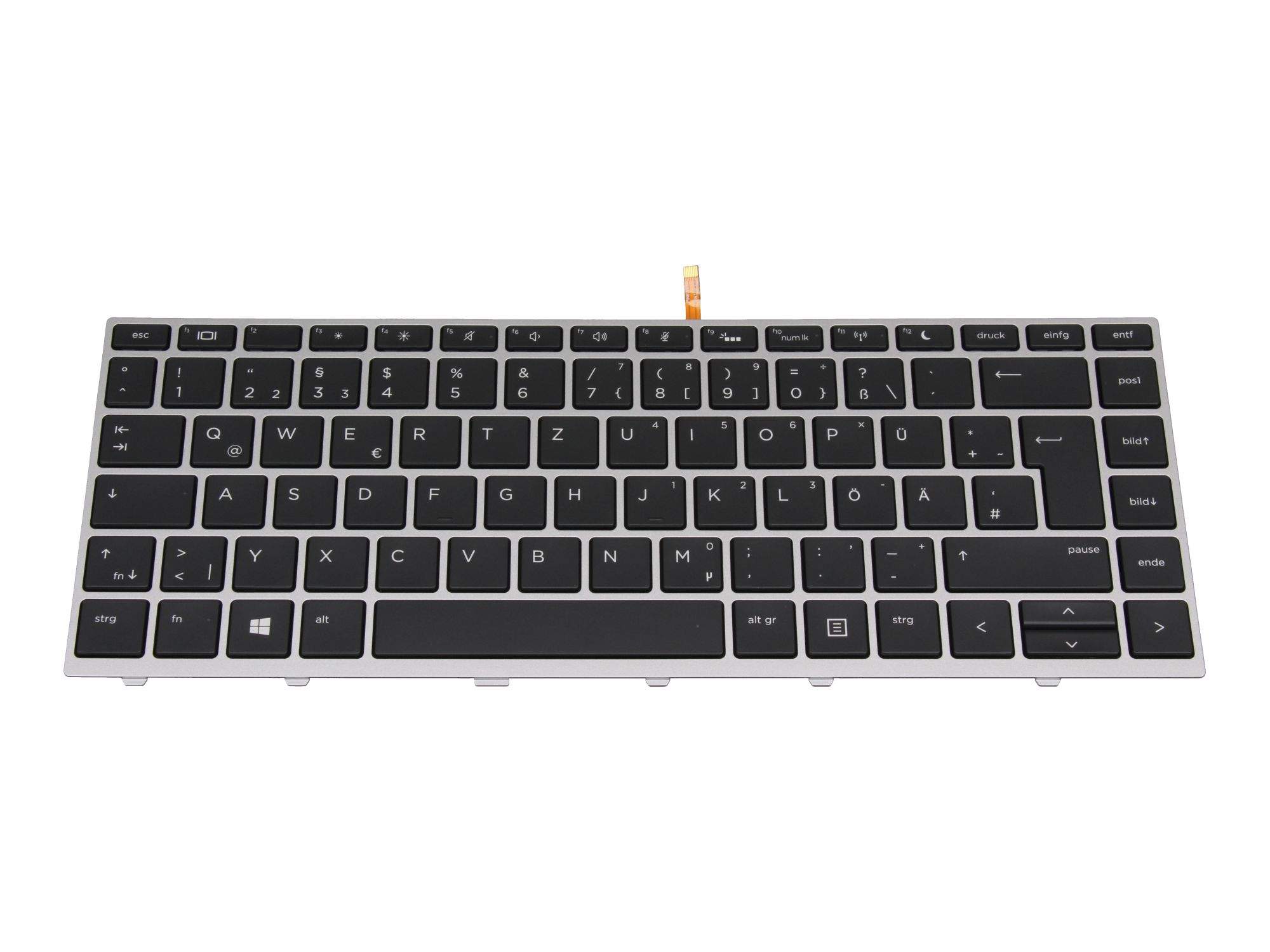 HP Tastatur DE (deutsch) schwarz/silber mit Backlight für HP ProBook 640 G4