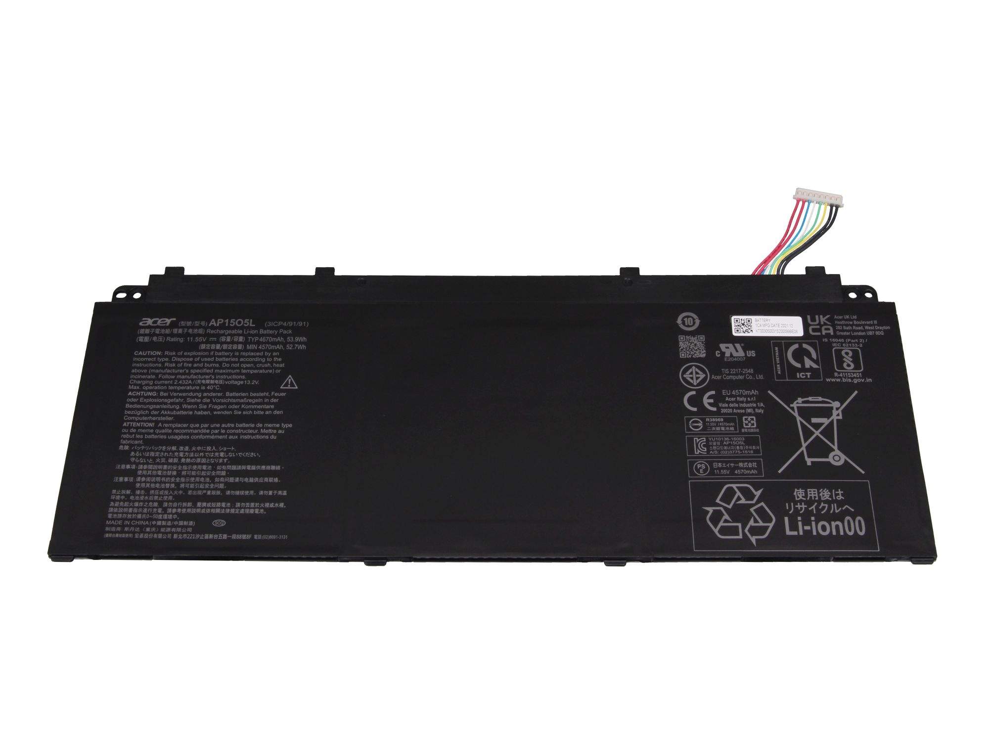 ACER Akku 53,9Wh Original für Acer Chromebook 315 (CB315-1HT)