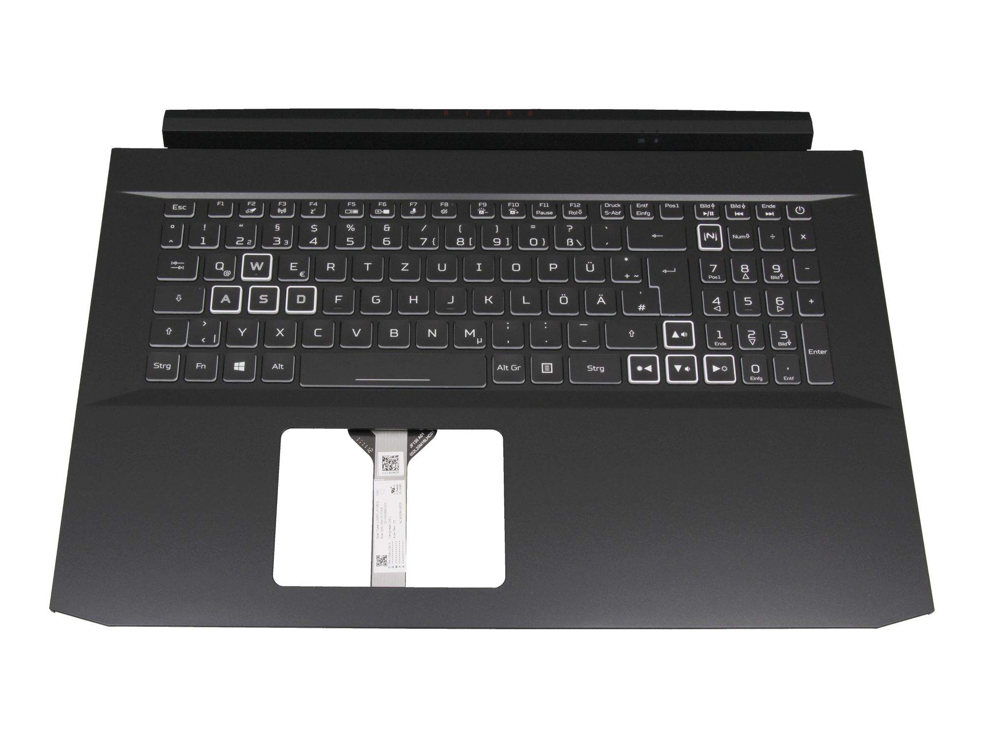 ACER Tastatur inkl. Topcase DE (deutsch) schwarz/schwarz mit Backlight für Acer Nitro 5 (AN517-54)