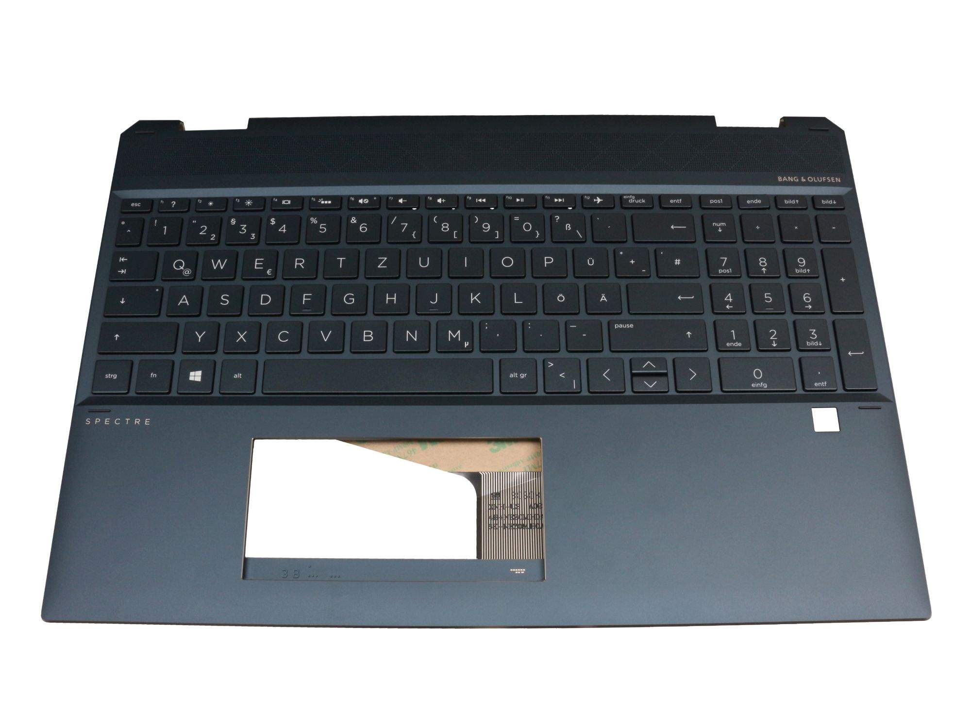 HP 4AX38TATP80 Tastatur inkl. Topcase DE (deutsch) schwarz/blau mit Backlight