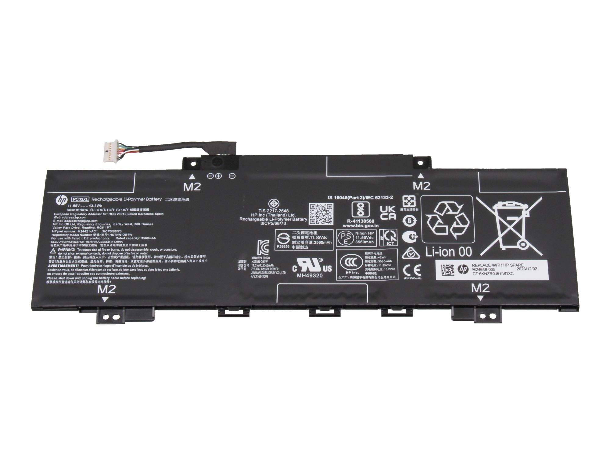 HP PC03043XL-PL Akku 43,3Wh Original