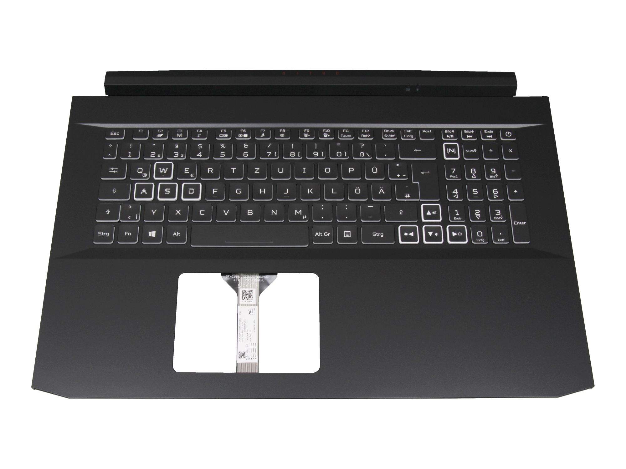 ACER Tastatur inkl. Topcase DE (deutsch) schwarz/weiß/schwarz mit Backlight für Acer Nitro 5 (AN517-