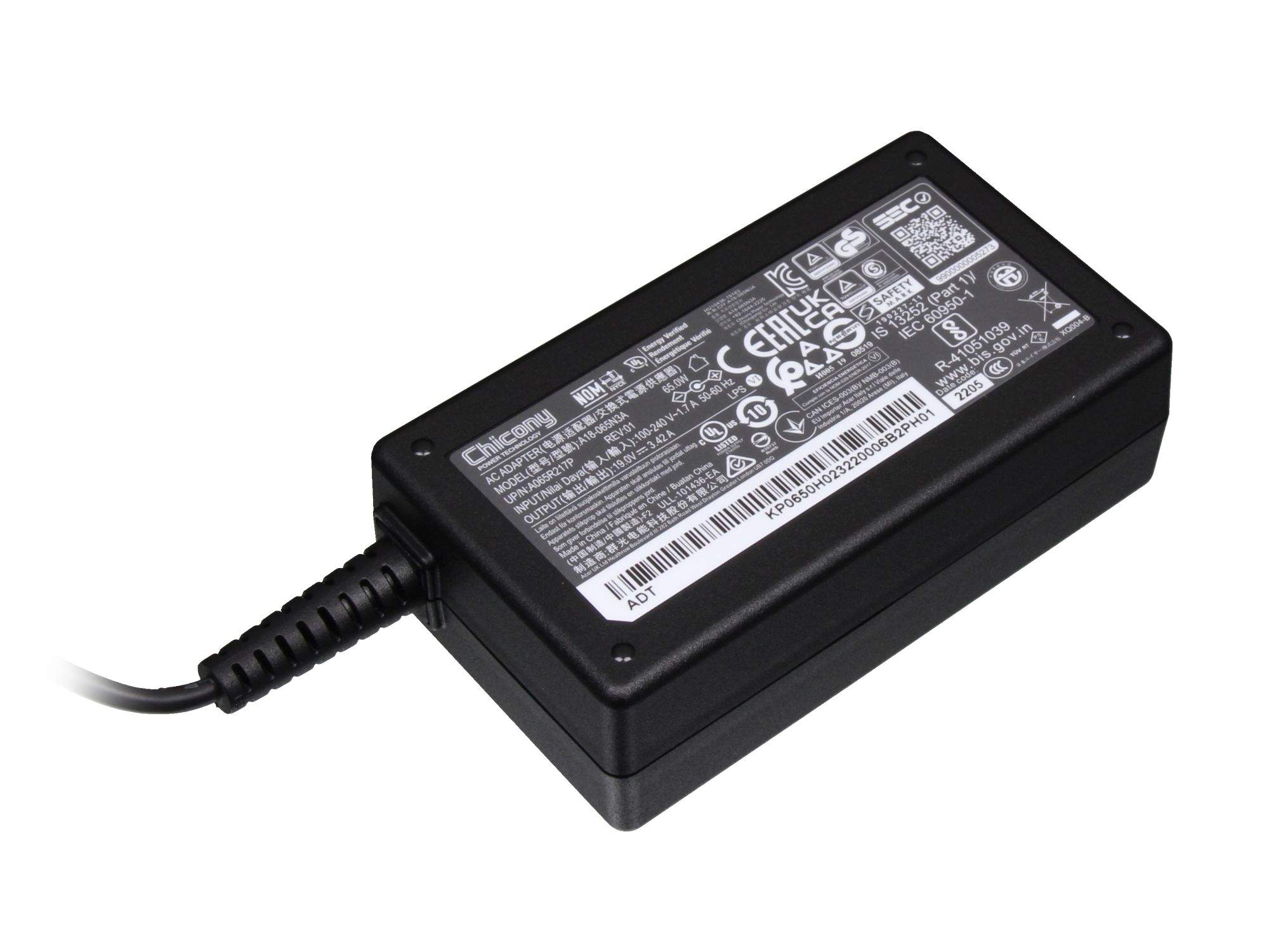 ACER ADAPTER.65W.19V.1.1x3.0x7.7