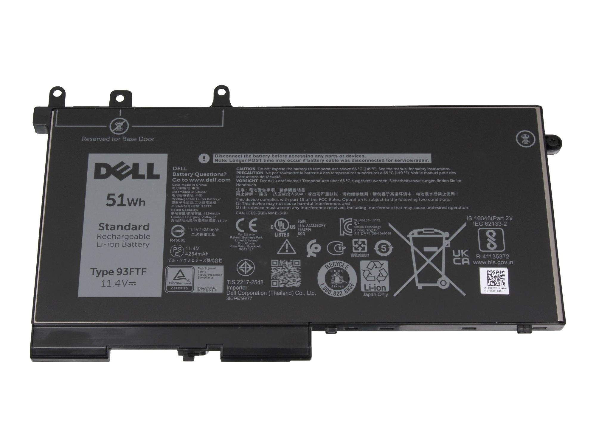 DELL Akku 51Wh Original 3 Zellen/11,4V für Dell Latitude (5590)