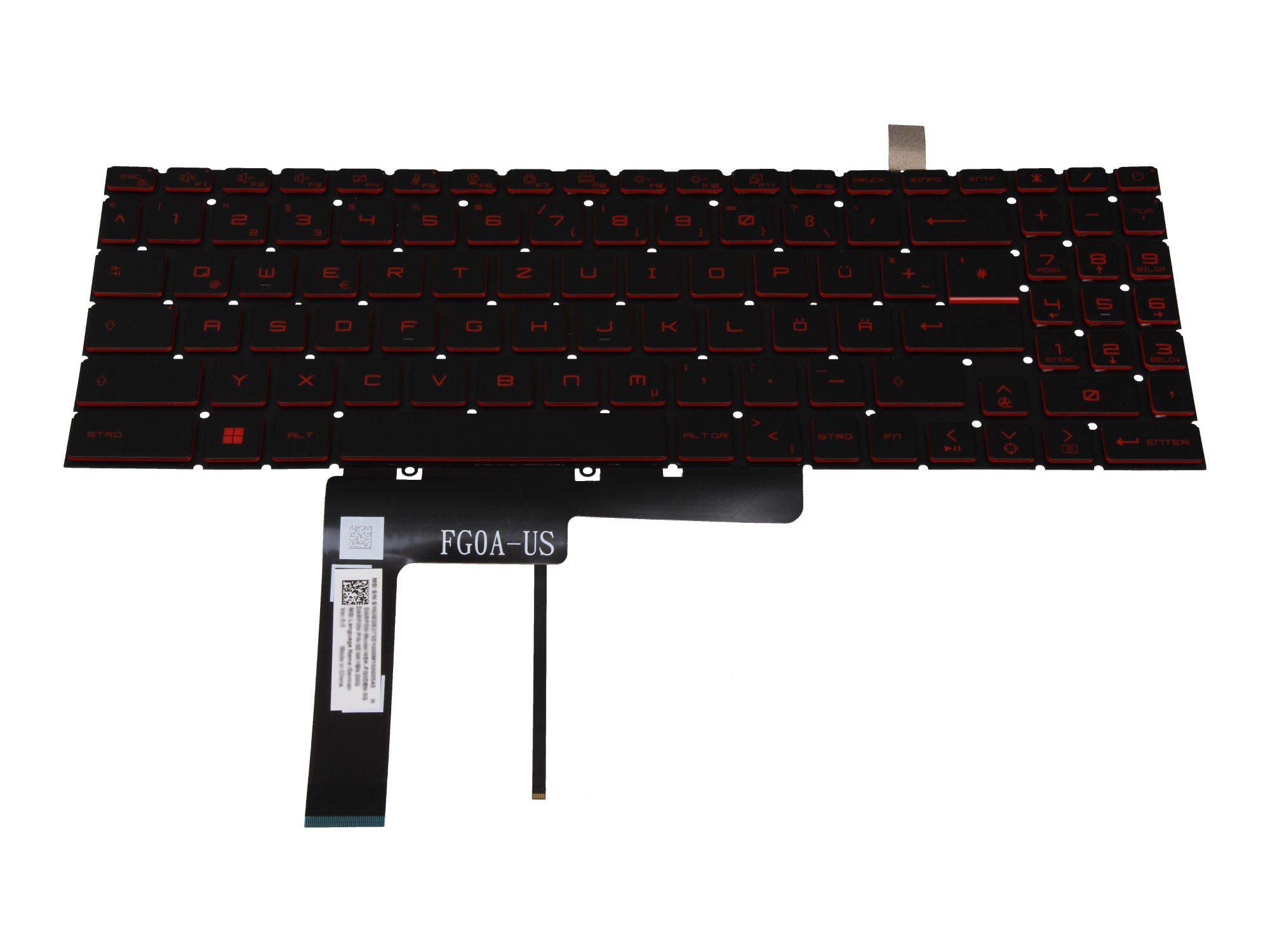MSI Tastatur DE (deutsch) schwarz mit Backlight für MSI Katana GF76 12UE