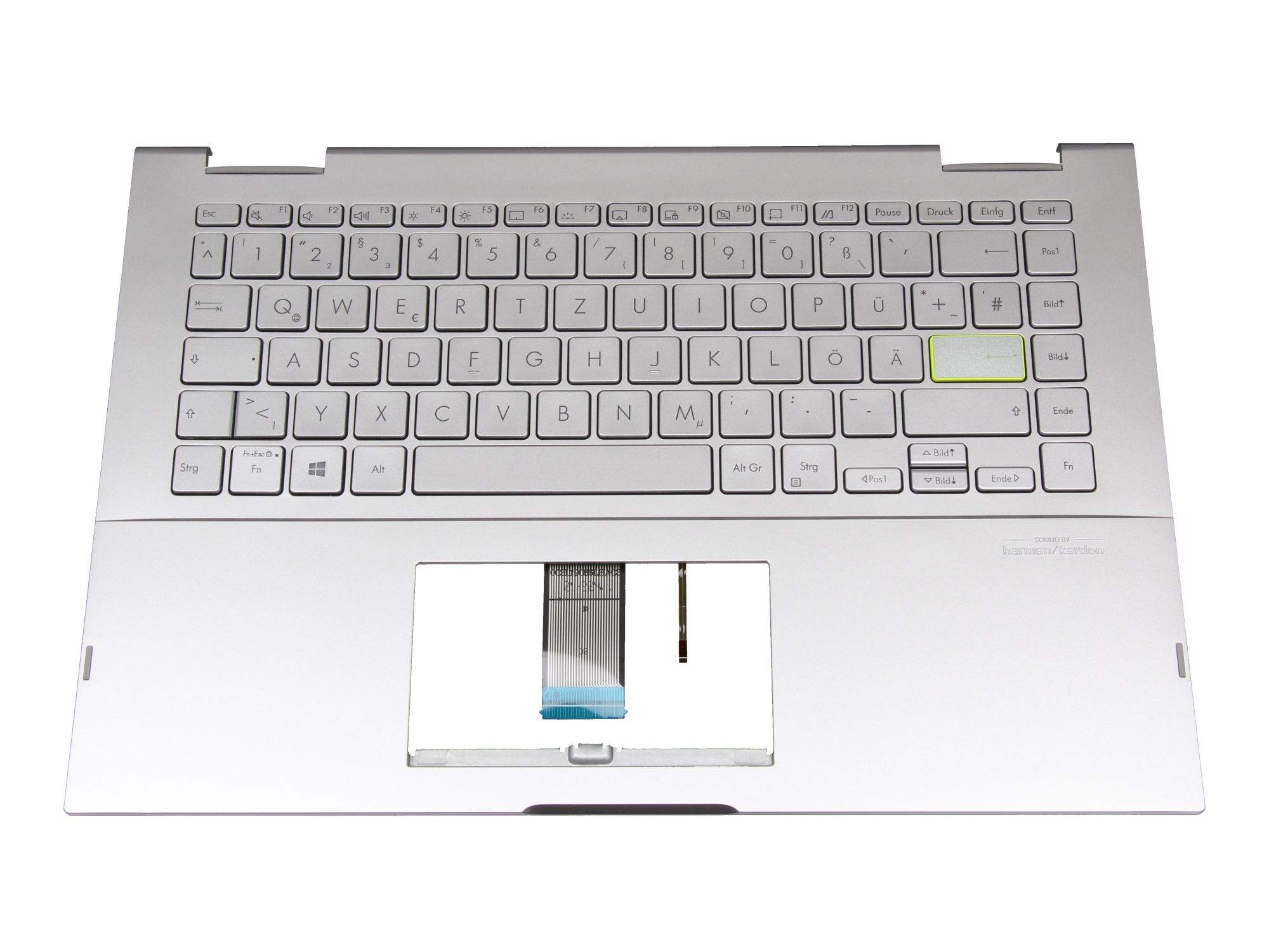 ASUS Tastatur inkl. Topcase DE (deutsch) silber/silber mit Backlight für Asus VivoBook Flip 14 TP470