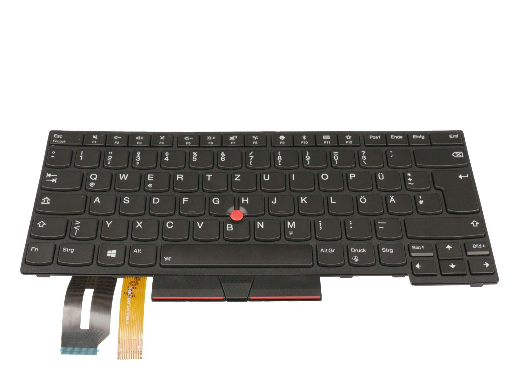 LENOVO Tastatur DE (deutsch) schwarz/schwarz mit Backlight und Mouse-Stick für Lenovo ThinkPad E490