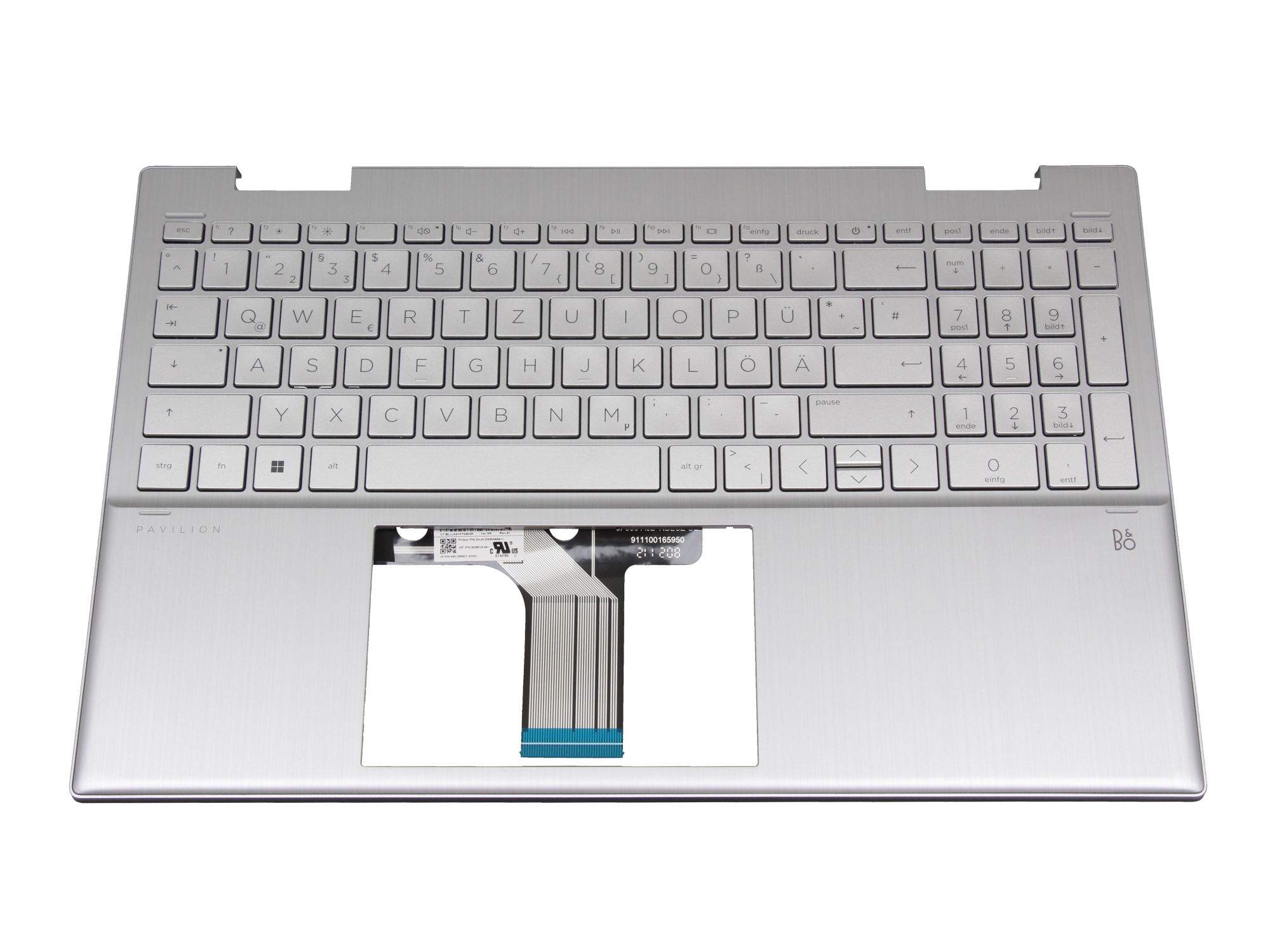 HP Tastatur inkl. Topcase DE (deutsch) silber/silber für HP Pavilion x360 15-er0000