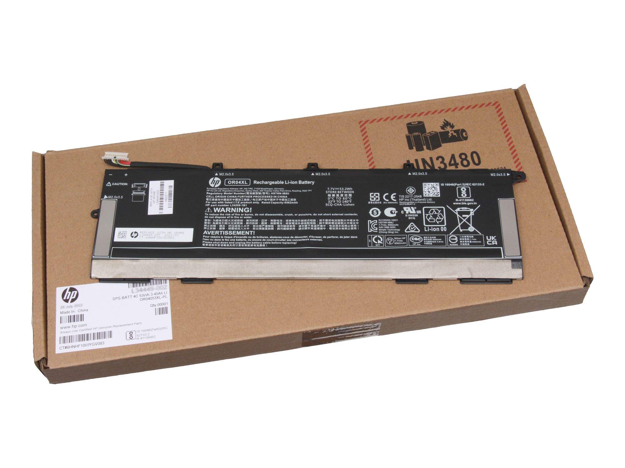 HP Battery 4 Cell 53Wh 3.45Ah LI (L34449-002)