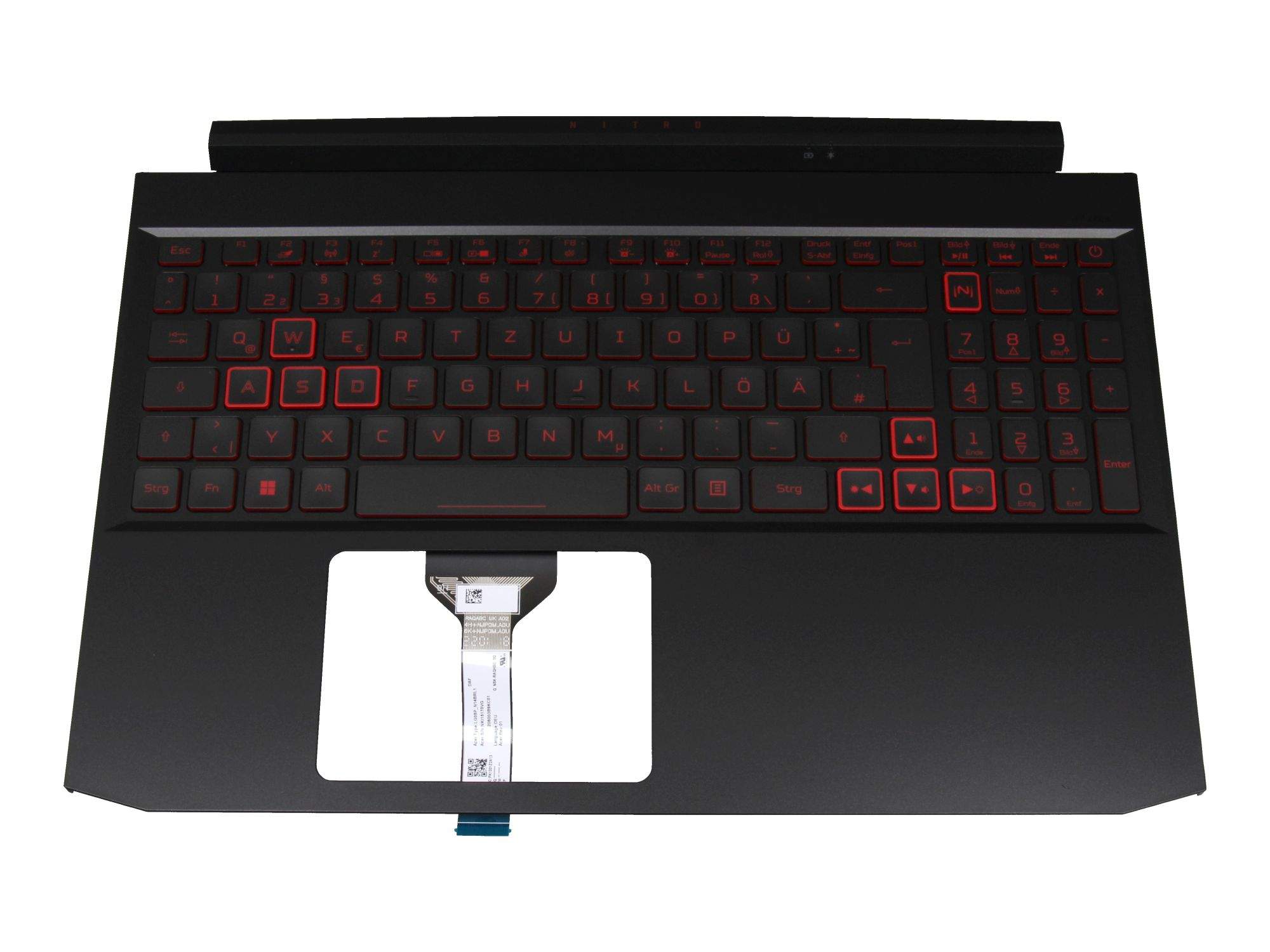 ACER Tastatur inkl. Topcase DE (deutsch) schwarz/rot/schwarz mit Backlight für Acer Nitro 5 (AN515-5