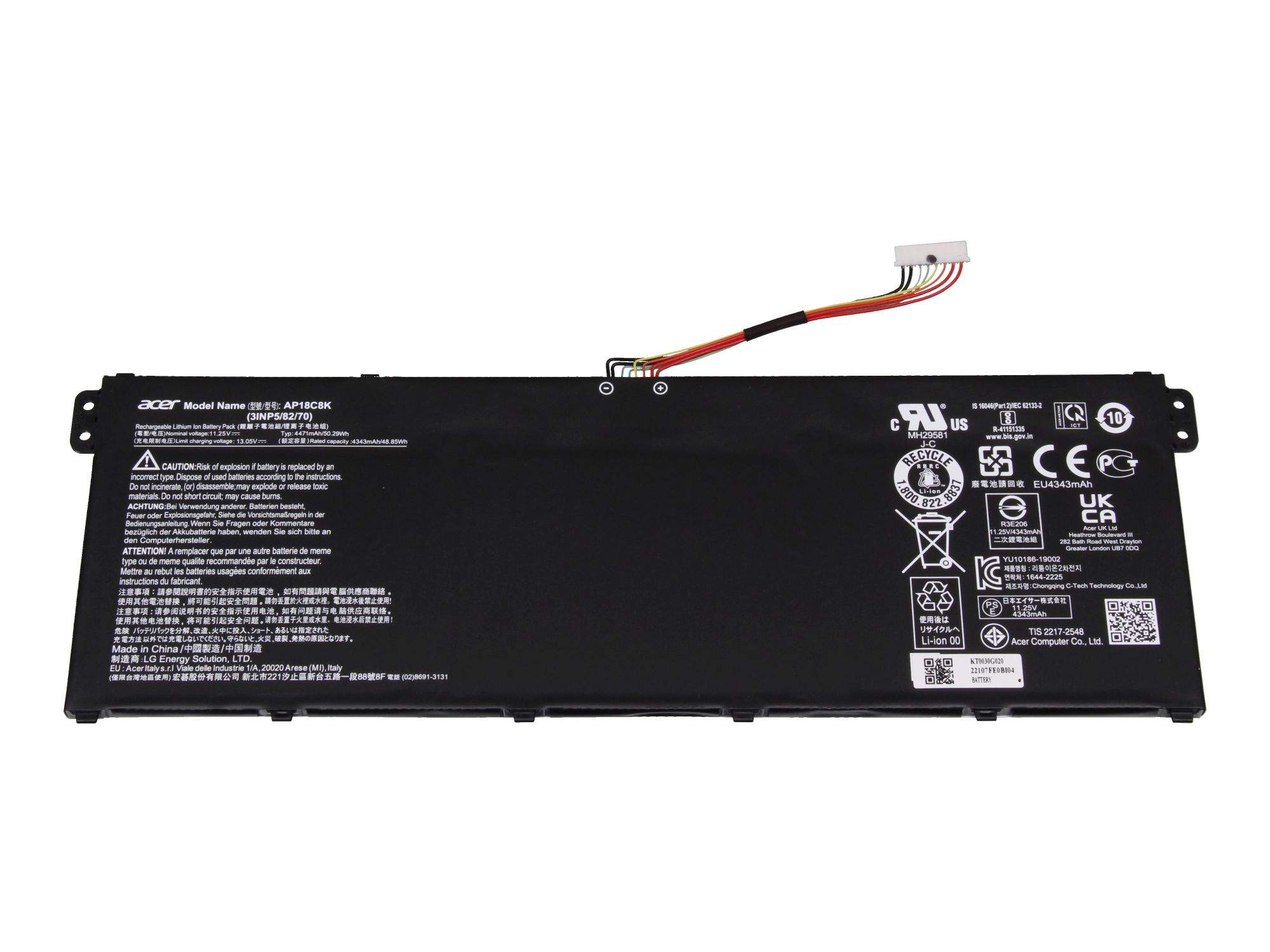 ACER Akku 50,29Wh Original 11,25V (Typ AP18C8K) für Acer Chromebook 511 (C734)
