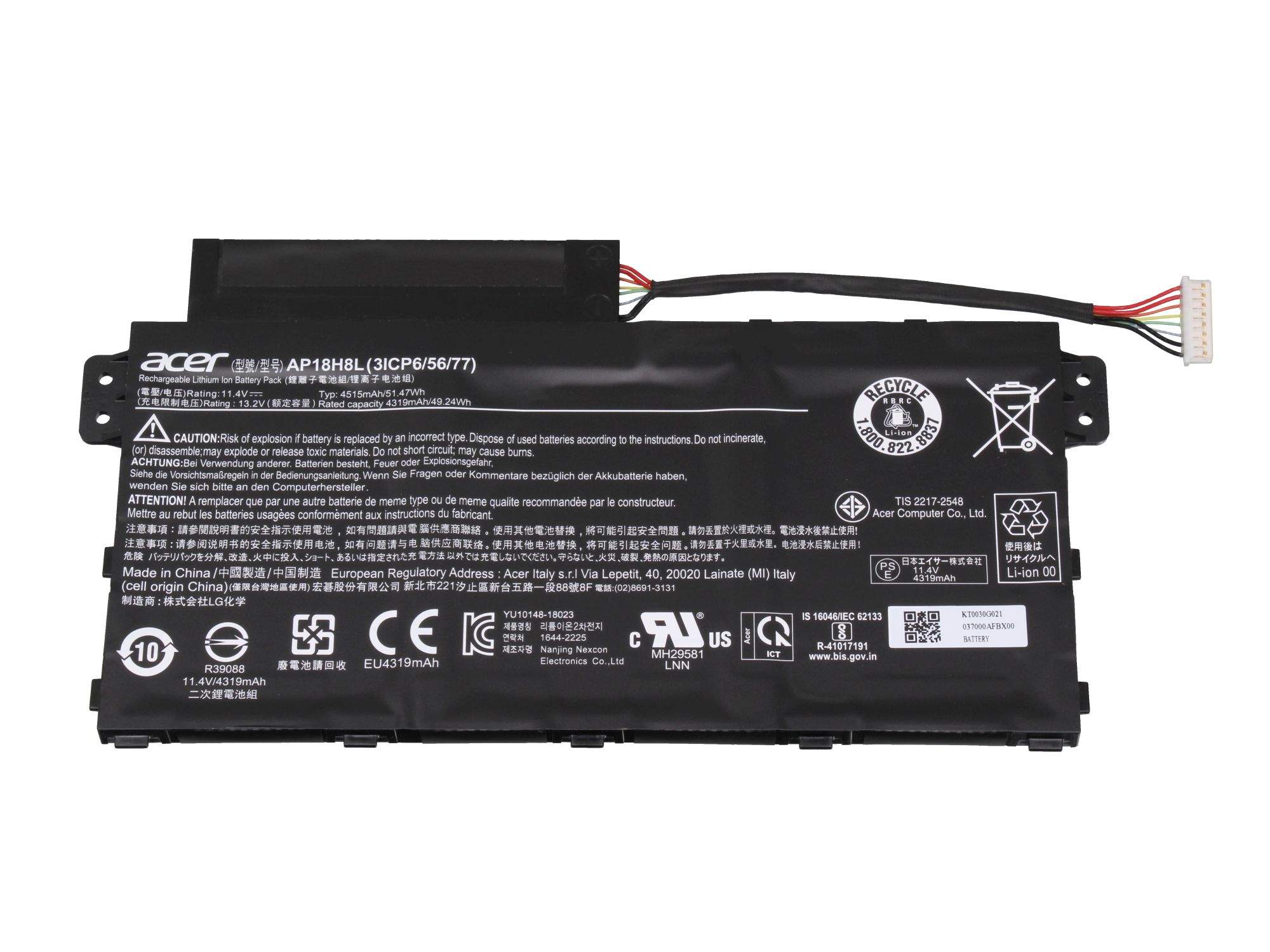 ACER BATTERY AP18H 3S1P LGC