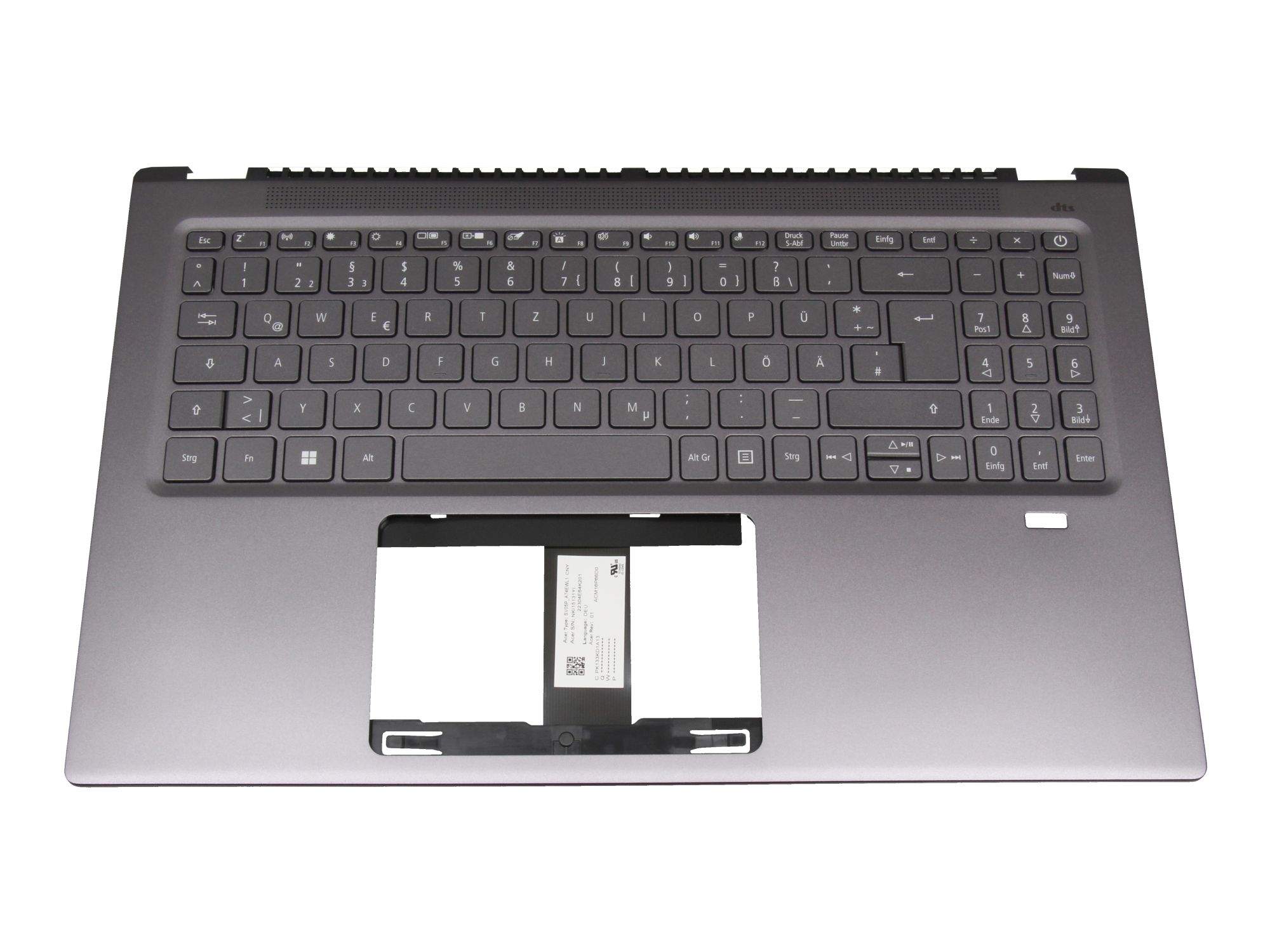 ACER COVER UPPER GREY W/KB GERMAN