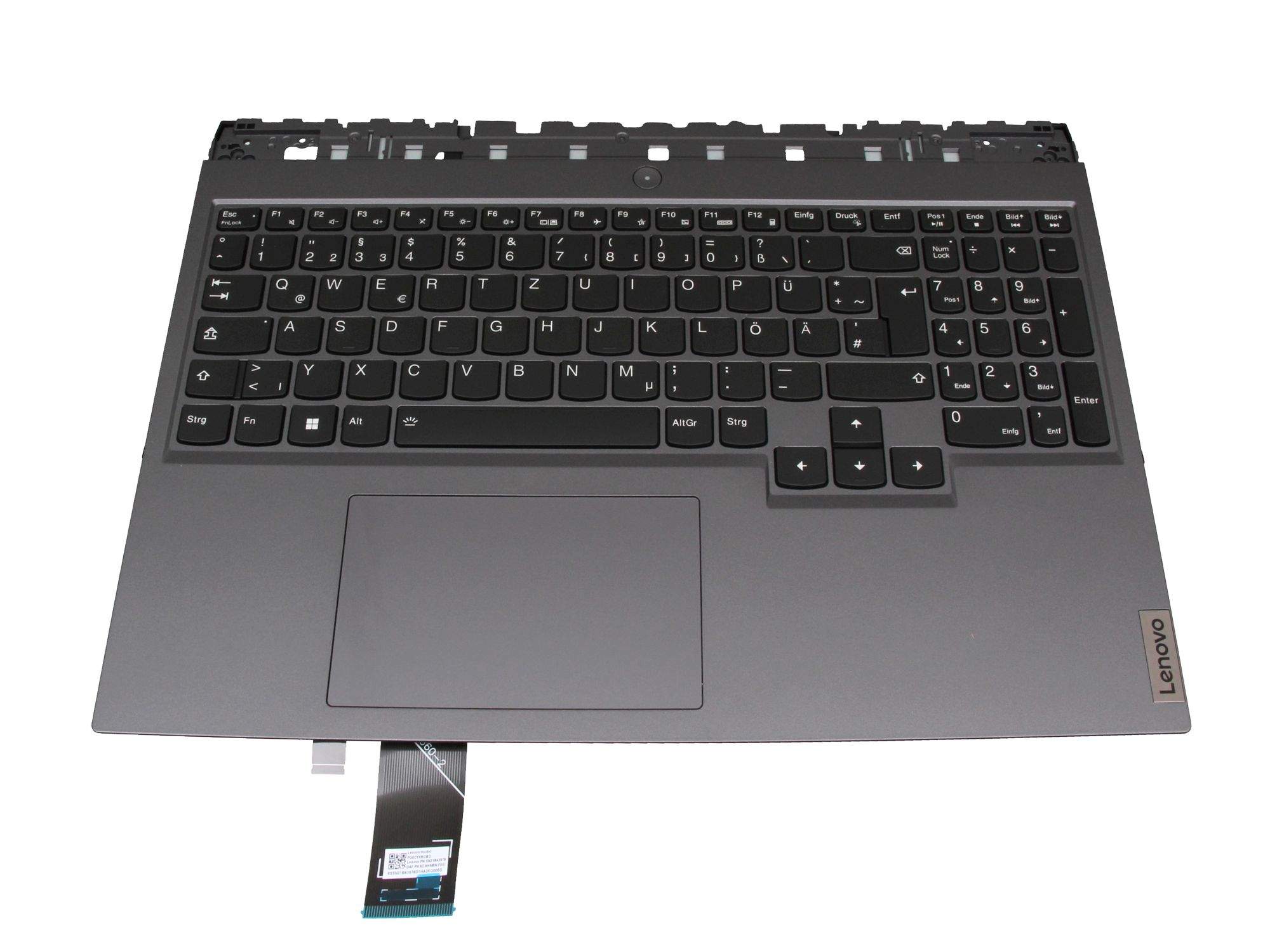 LENOVO Tastatur inkl. Topcase DE (deutsch) schwarz/grau mit Backlight für Lenovo Legion Pro 5-16ACH6