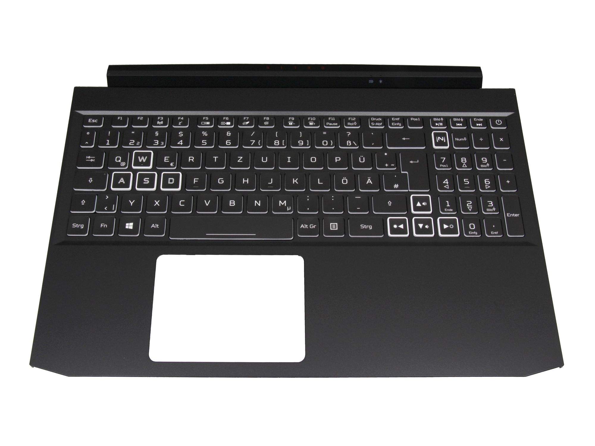 ACER Tastatur inkl. Topcase DE (deutsch) schwarz/weiß/schwarz mit Backlight für Acer Nitro 5 (AN515-