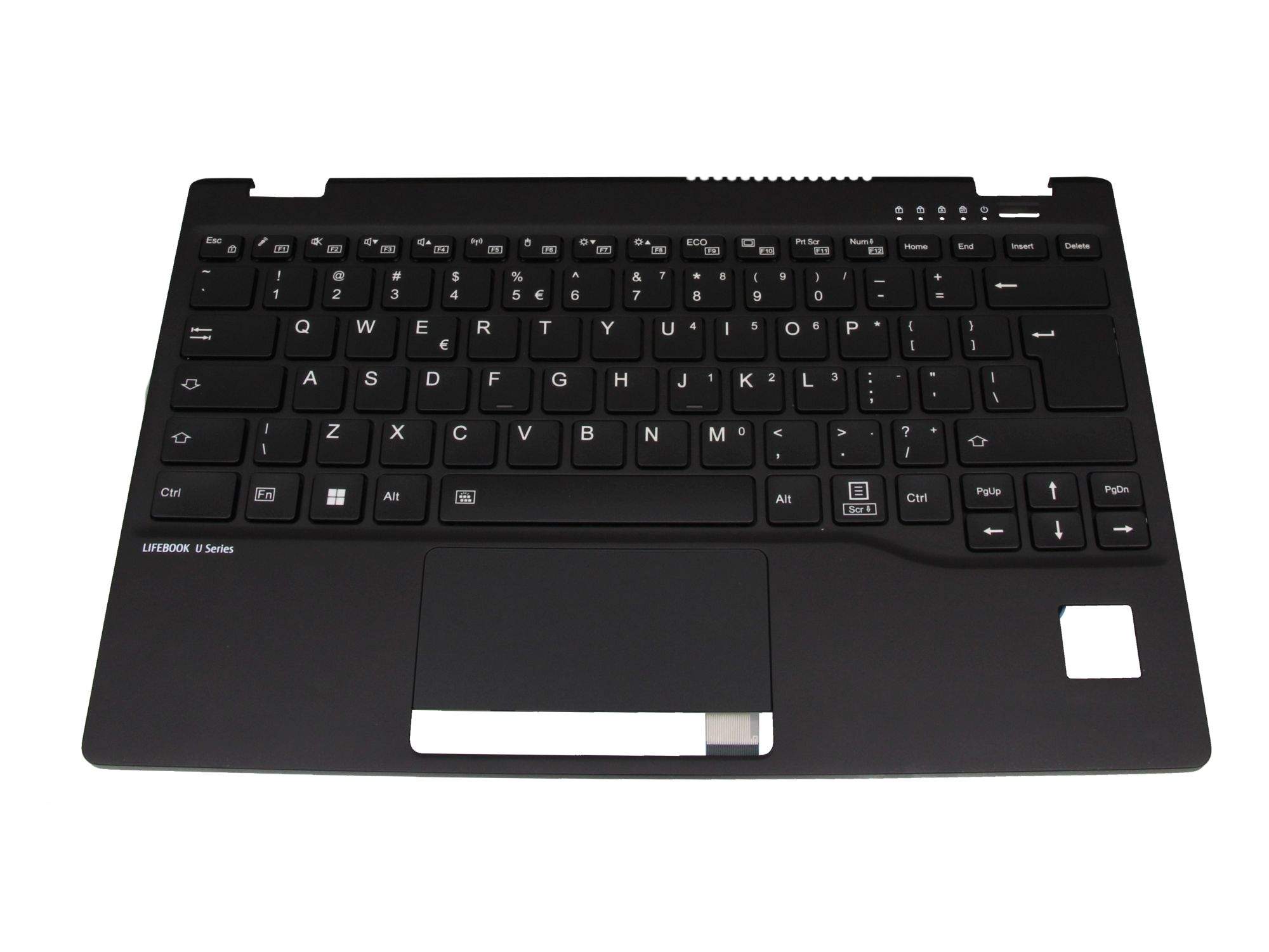 FUJITSU Tastatur inkl. Topcase US (englisch) schwarz/schwarz mit Backlight für Fujitsu LifeBook U931