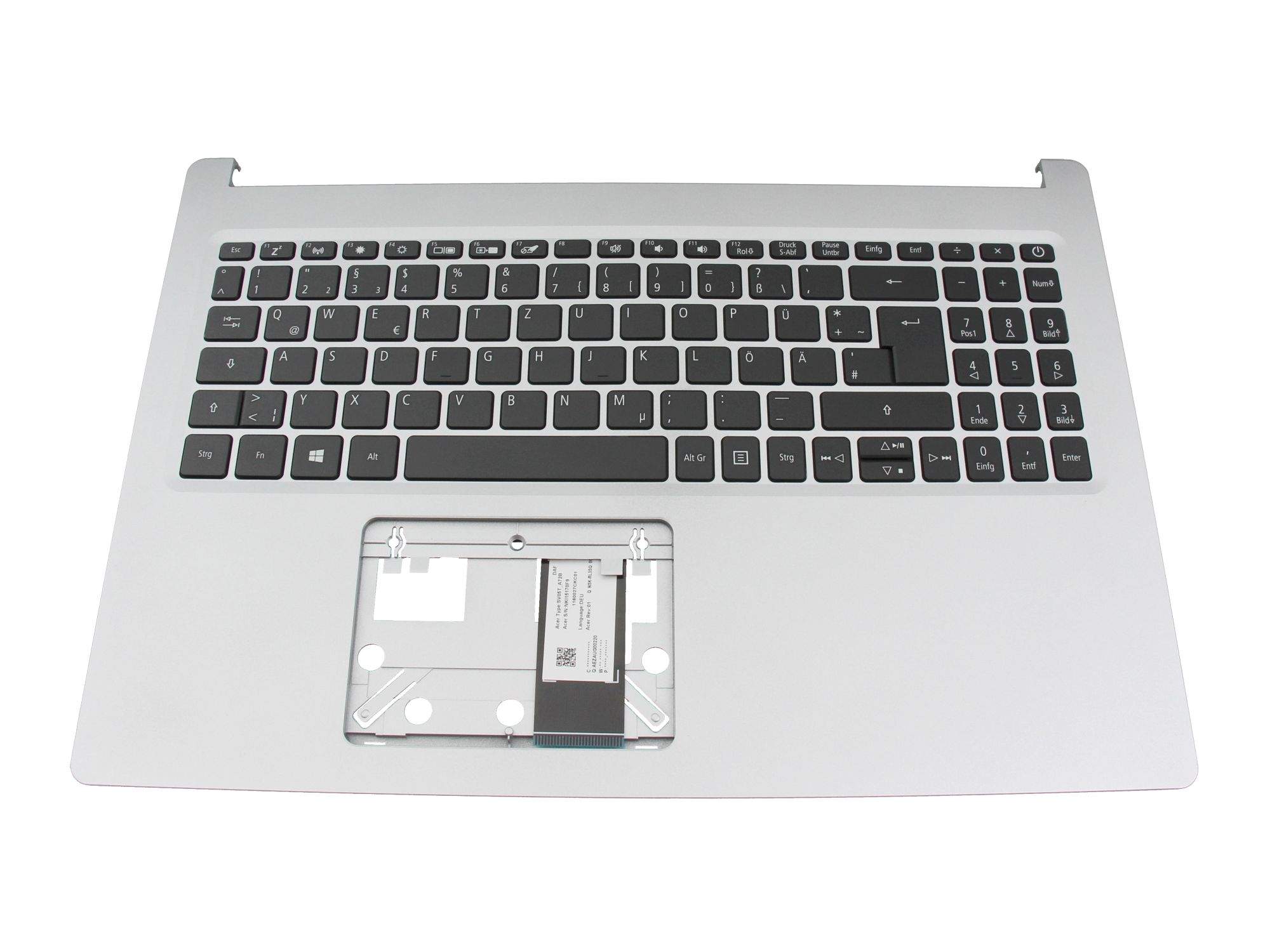 ACER COVER UPPER SILVER W/KB GERMAN