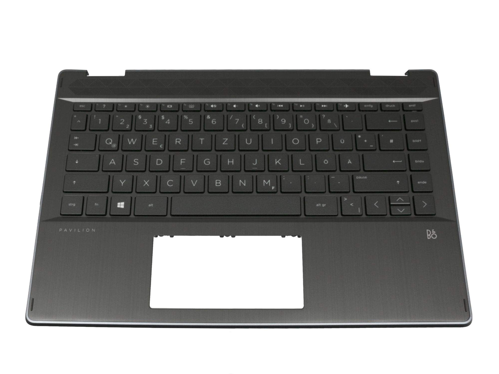 HP Tastatur inkl. Topcase DE (deutsch) schwarz/schwarz mit Backlight für HP Pavilion x360 14-dh0400