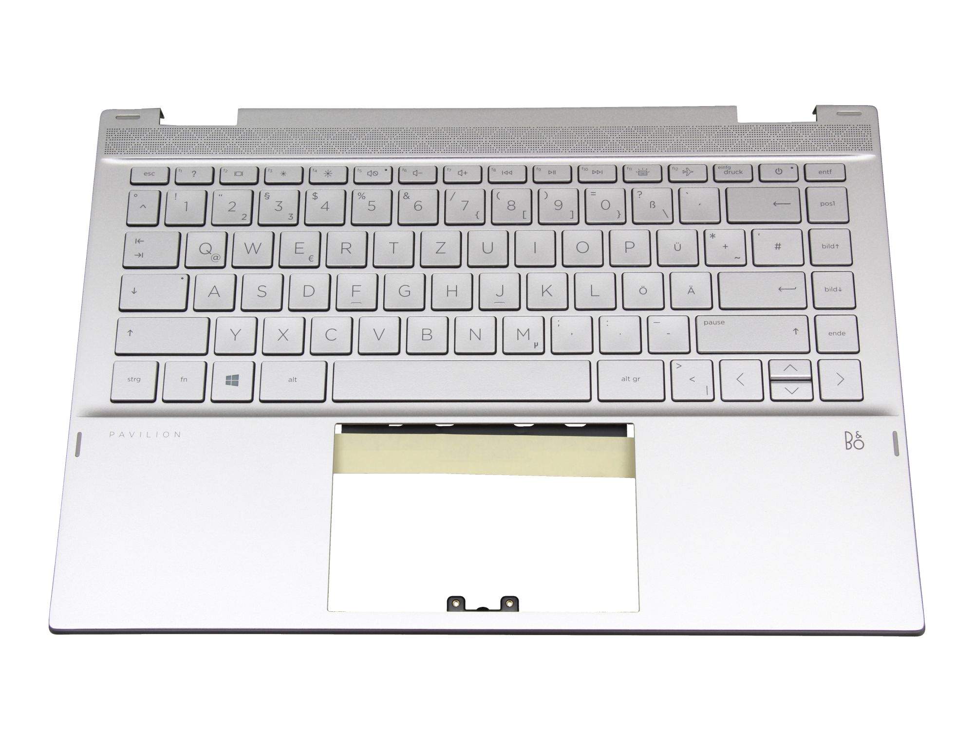 HP Tastatur inkl. Topcase DE (deutsch) silber/silber mit Backlight für HP Pavilion x360 14-dw0000